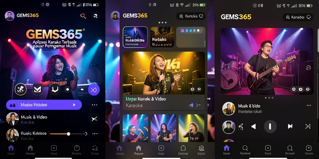 Tampilan antarmuka aplikasi GEMS365 yang modern dan user-friendly.
