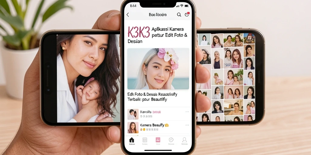 Tampilan antarmuka K3K3 yang modern dan fungsional untuk Kamera Beautify.