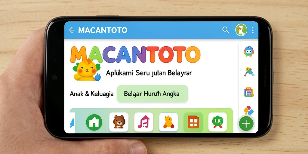 Antarmuka aplikasi MACANTOTO dengan fitur belajar huruf dan angka.