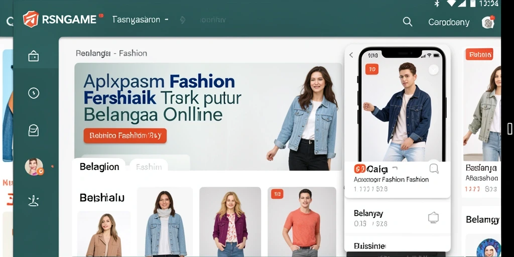 Tampilan antarmuka aplikasi RSNGAME untuk belanja fashion.